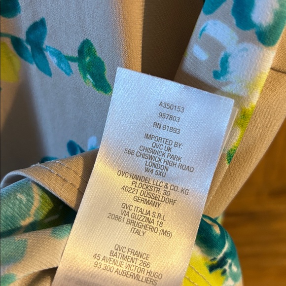 LIKE NEW Susan Graver Liquid Knit short sleeve beige & teal hi-lo hem top XL - Picture 5 of 5